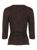 Stella Mccartney Brown/Black Textured Snakeskin Jacquard Top