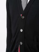 Thom Browne Classic V Neck Cardigan In Fine Merino Wool W/ 4 Bar Stripes