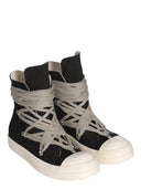 Rick Owens Drkshdw Megalace Overdyed Denim Sneakers, Black/Milk/Milk, 13 Oz