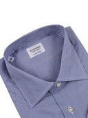 Mazzarelli Camicie Camicia En Popeline De Coton A Righe Celeste E Bianco Coupe Slim