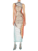 Jean Paul Gaultier White Tulle Tank Top With "Fire" Print And Draped Lining