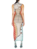 Jean Paul Gaultier White Tulle Tank Top With "Fire" Print And Draped Lining