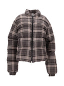 Off White Spray Arr Check Flan Downjkt Dark Grey