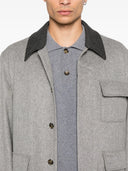 Lardini Wool Shirt Jacket With Contrasting Collar