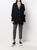 Thom Browne Exaggerated Fit V Neck Cardigan W/ 4 Bar Stripe In Fine Merino Wool