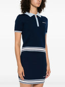 Casablanca Striped Knit Top With Front Zip
