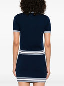 Casablanca Striped Knit Top With Front Zip