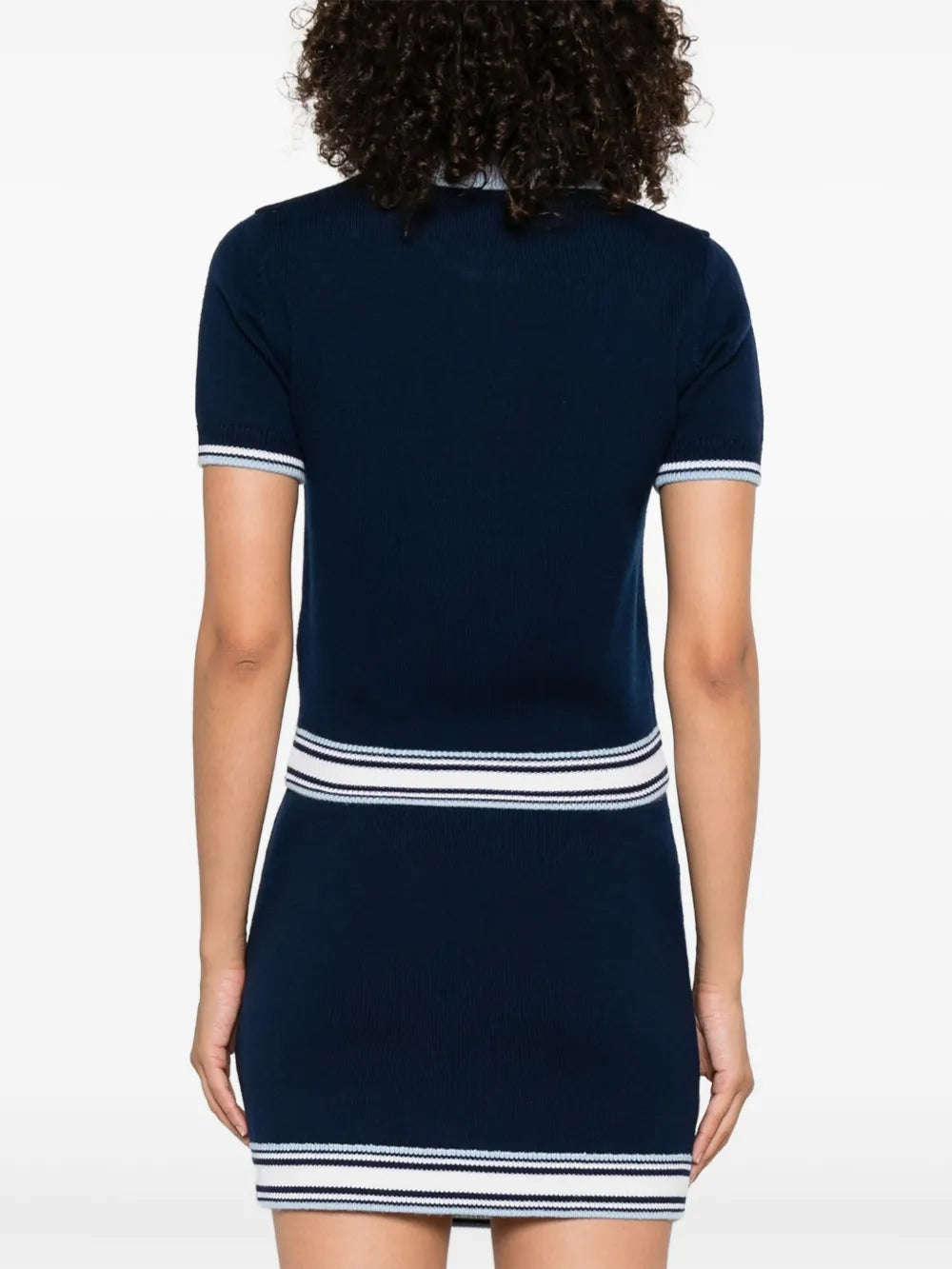 Casablanca Striped Knit Top With Front Zip
