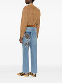 Marni Jeans With Velvet Trim And Floral Appliques