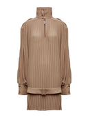Mm6 Maison Margiela Plissiertes Kleid mit hohem Halsausschnitt