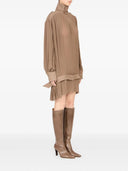 Mm6 Maison Margiela Plissiertes Kleid mit hohem Halsausschnitt