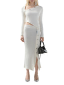 Gcds Long Sleeved Ribbed Top With Snap Buttons