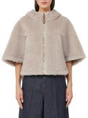 Max Mara Cropped Sweatshirt Style Cape With A Boxy Fit And Hood.