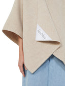 Max Mara Short Cape With A Rectangular Design, Can Be Worn Closed With A Brooch Or Open With A Maxi Lapel.