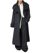 Sportmax Pinstriped Pure Wool Trench Coat Runway Anthracite