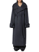 Sportmax Pinstriped Pure Wool Trench Coat Runway Anthracite