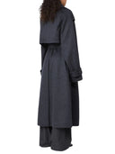 Sportmax Pinstriped Pure Wool Trench Coat Runway Anthracite