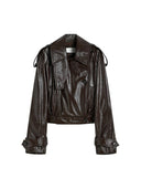 Sportmax Short Patent Effect Trench Coat Runway Coffee