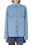 Koszula oversize Sportmax z czystej wełny Runway Light Blue