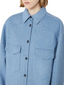 Koszula oversize Sportmax z czystej wełny Runway Light Blue