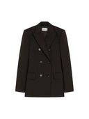 Sportmax Tailored Double Breasted Wool Blazer Dark Brown