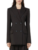 Sportmax Tailored Double Breasted Wool Blazer Dark Brown