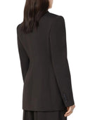 Sportmax Tailored Double Breasted Wool Blazer Dark Brown