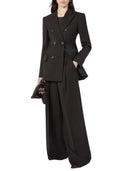 Sportmax Oversized Stretch Wool Trousers Dark Brown