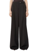 Sportmax Oversized Stretch Wool Trousers Dark Brown
