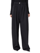 Sportmax Wide Leg Stretch Wool Trousers Black