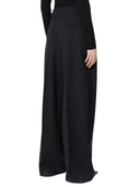 Sportmax Wide Leg Stretch Wool Trousers Black