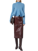 Sportmax Leather Pencil Skirt Bordeaux