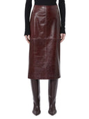 Sportmax Leather Pencil Skirt Bordeaux
