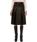 Ganni Brauner Nylon-Midirock