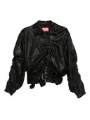 Veste en cuir diesel avec ceinture et fermeture éclair asymétrique