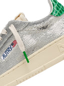 Autry Dallas Low Sparkling Sneakers In Silver And Green Sequins