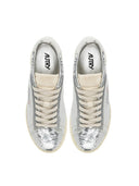 Autry Dallas Low Sparkling Sneakers In Silver And White Sequins