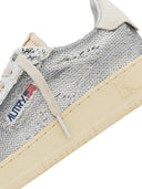 Autry Dallas Low Sparkling Sneakers In Silver And White Sequins