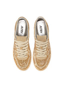 Autry Medalist Low Crystal Sneakers In Bronze Micro Rhinestone