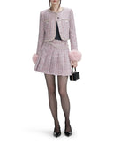 Self Portrait Jacket With Pink Bouclé Fur Cuffs