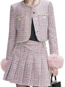 Self Portrait Jacket With Pink Bouclé Fur Cuffs