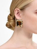 Self Portrait Gold Tone Amber Earrings