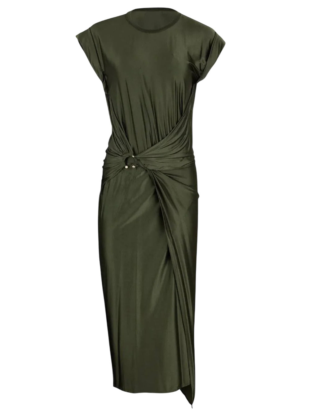 Rabanne Draped Satin Midi Dress