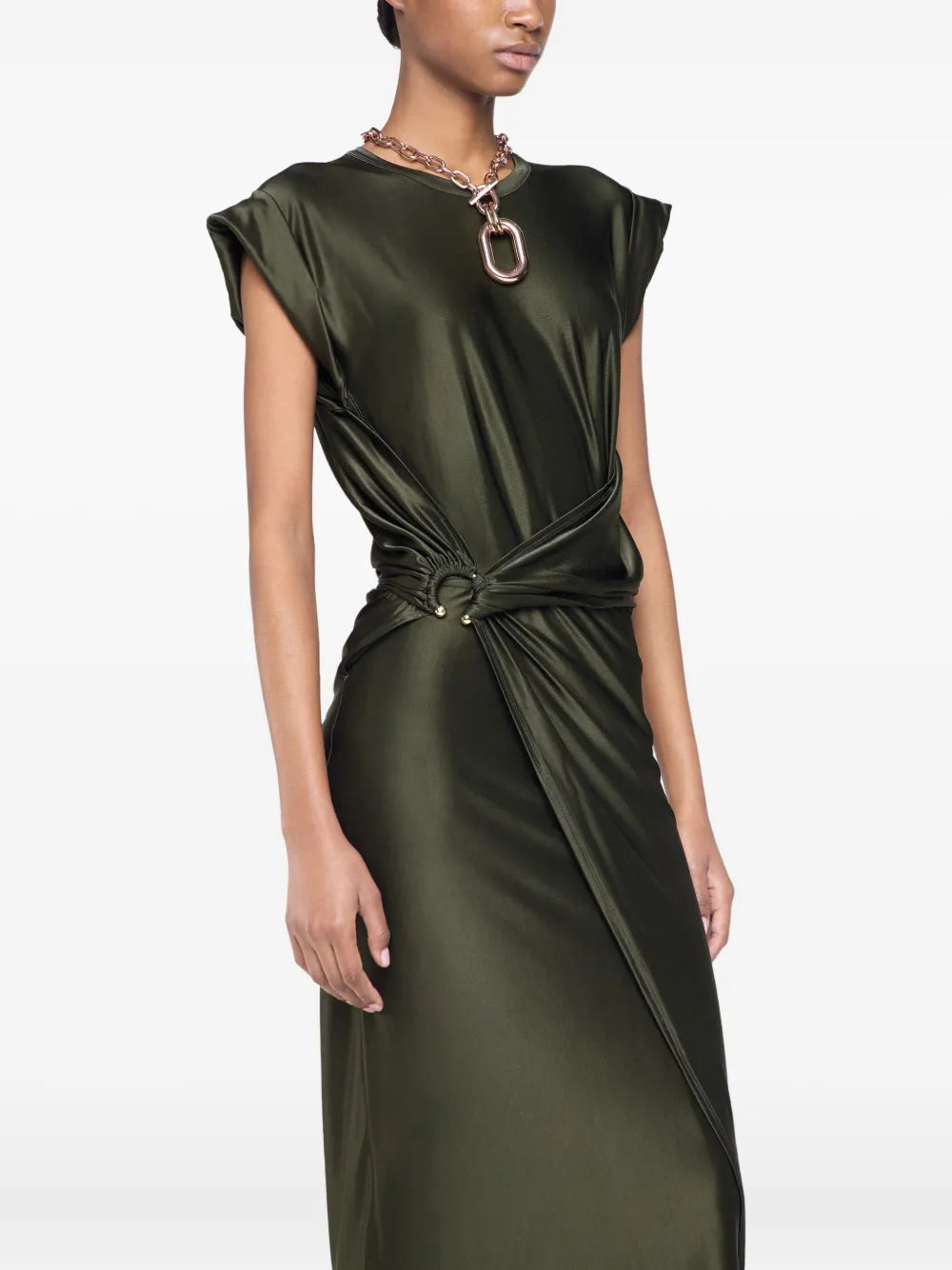 Rabanne Draped Satin Midi Dress