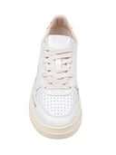 Autry Autry Medalist Low Top Leather Sneakers In White And Peach
