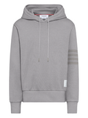 Thom Browne Long Sleeve Hoodie Pullover W/ Overdyed 4 Bar In Solid Loopback