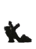 Dolce & Gabbana 105mm Buckle Sandals With Fur Trim