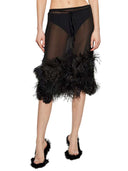 The Attico Midi Skirt With Feathers In Black
