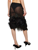 The Attico Midi Skirt With Feathers In Black