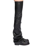 The Attico Robin Otk Flat Thigh High Boot In Black Synthetic Leather. Made In Italy.